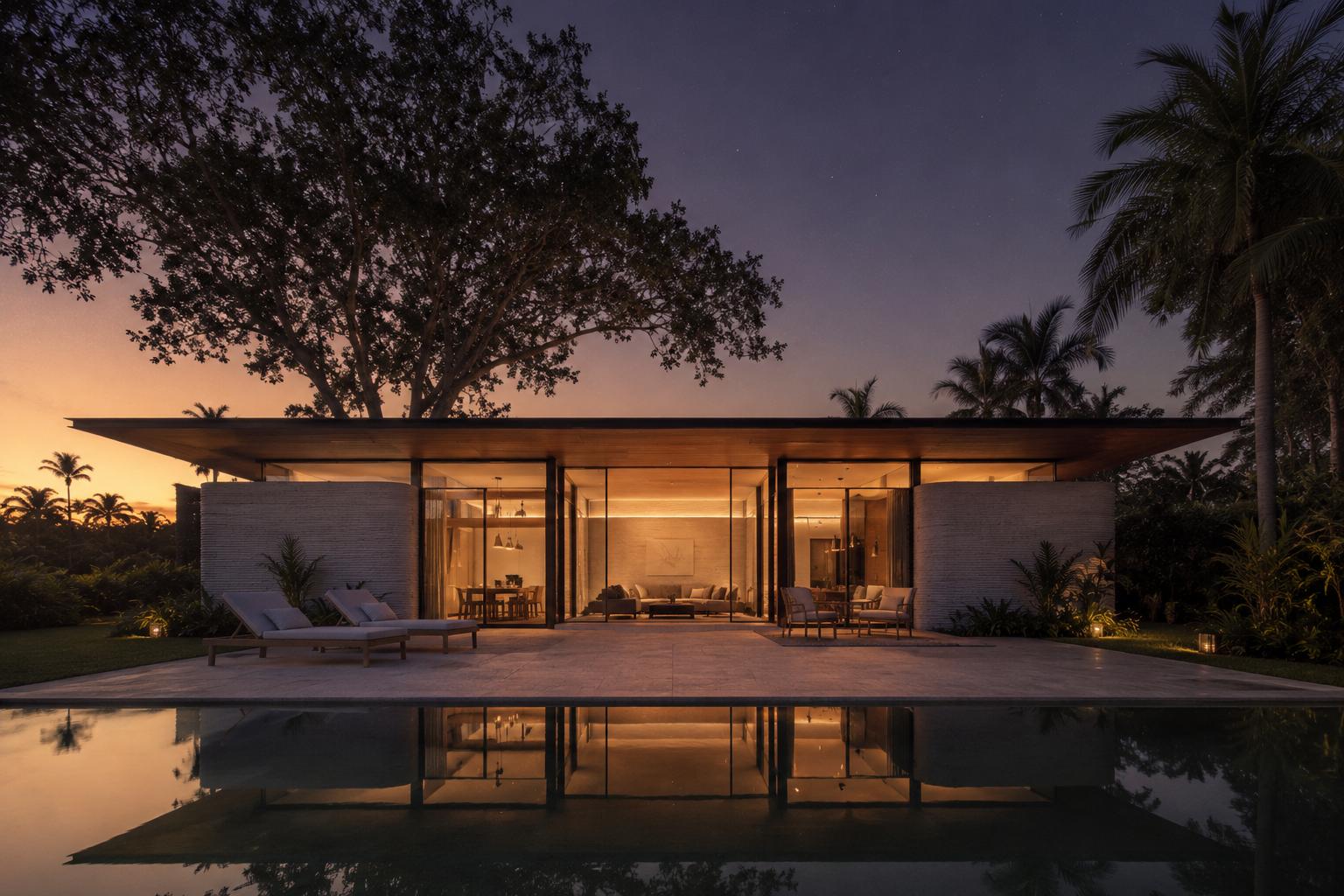 Oak Residence at dusk